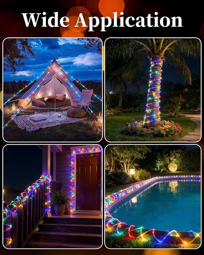 MERRIMAX M Solar Rope Lights Outdoor, 72FT 200LED, Multicolor | 8 Lighting Modes, Waterproof, Solar Powered Fairy Lights, For Party Garden Yard Home Holiday Tree Decoration