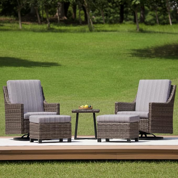 Wicker Patio Conversation Set, Outdoor Patio Furniture Set with Deep Seating, Wide Armrests & Thick Cushions, All-Weather Outdoor Furniture Set for Patio, Porch, Deck & Backyard
