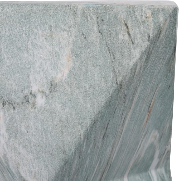 Merax 18.5" H Modern Geometric MGO Side Table, Hourglass Accent Table with Faux Marble Finish - Weather Resistant End Table for Indoor and Outdoor Use, Living Room, Bedroom & Patio, Green Marble
