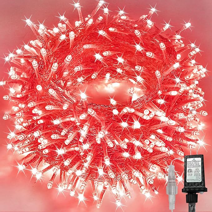 Connectable 240LED Red String Lights Outdoor/Indoor, Extendable Plug in Twinkle Fairy Lights Waterproof with 8 Modes&Timer Function for Garden Bedroom Patio Tree Christmas Decorations