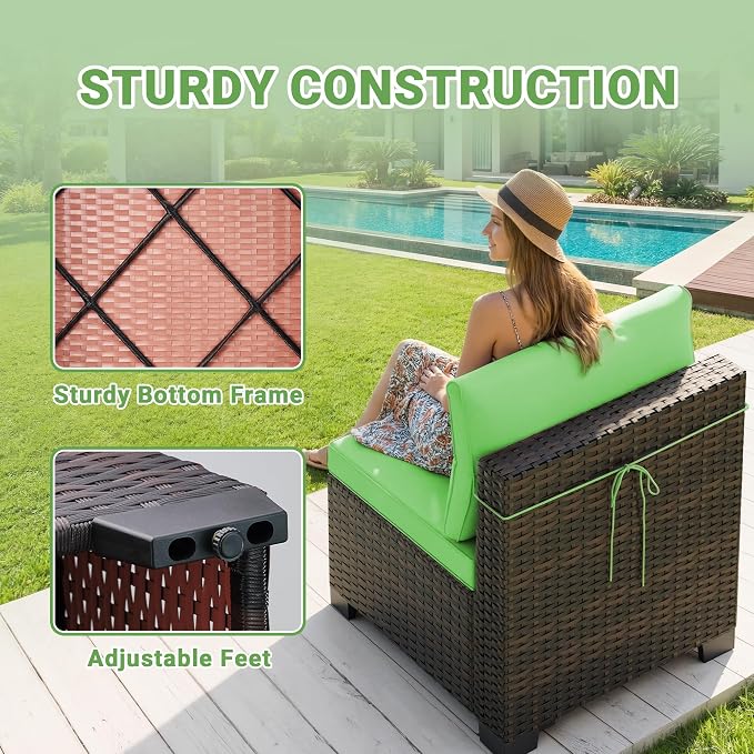 LAFWLL 7 Pieces Outdoor Patio Furniture Sets,Rattan Conversation Sectional Set,Manual Weaving Wicker Patio Sofa with Tea Table