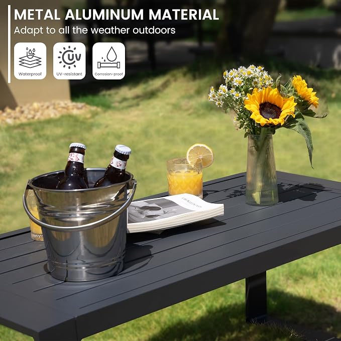 Sundale Outdoor Coffee Table, 40 Inch Rectangle Patio Coffee Tables for Outside, All-Weather Aluminum Coffee Side Table for Deck, Backyard, Balcony