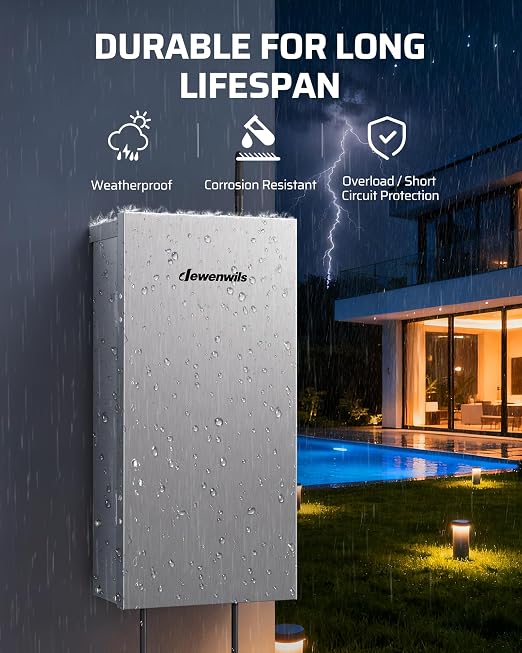 DEWENWILS 300W Wi-Fi Low Voltage Landscape Transformer 2.4GHz ONLY | 3 Zones, 120V AC to 12V/14V AC, Landscape Lighting Transformer for Low-Voltage Landscape/Hallway/Stairwell Lights