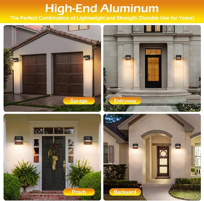 Modern Aluminum Porch Sconce Lights - LED Exterior Wall Sconce, Waterproof, 8W, 3000K for Garage Enterway