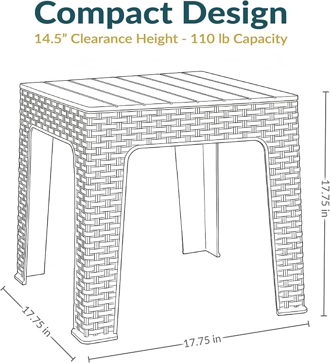 Sunnydaze Adirondack Small Outdoor Side Table for Balcony Essentials - Plastic Square End Table for Outside Patio - Set of 4 - Beige