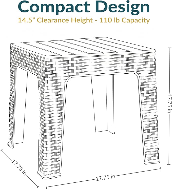 Sunnydaze Adirondack Small Outdoor Side Table for Balcony Essentials - Plastic Square End Table for Outside Patio - Set of 2 - Beige