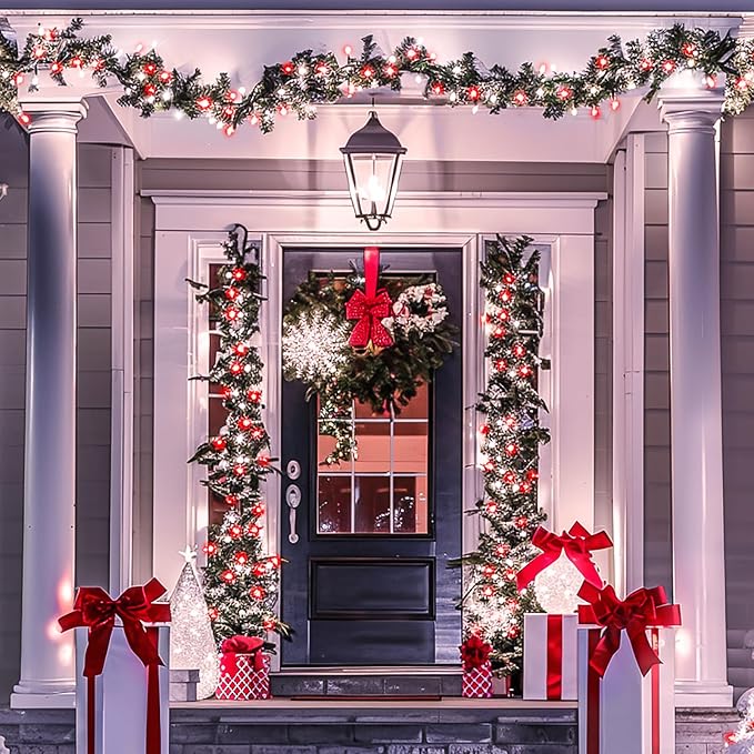 JMEXSUSS Connectable 100 LED Red and White Christmas Lights with 8 Modes | Twinkle String Lights Indoor, Clear Wire Plug-in Christmas String Lights Outdoor Waterproof for Christmas