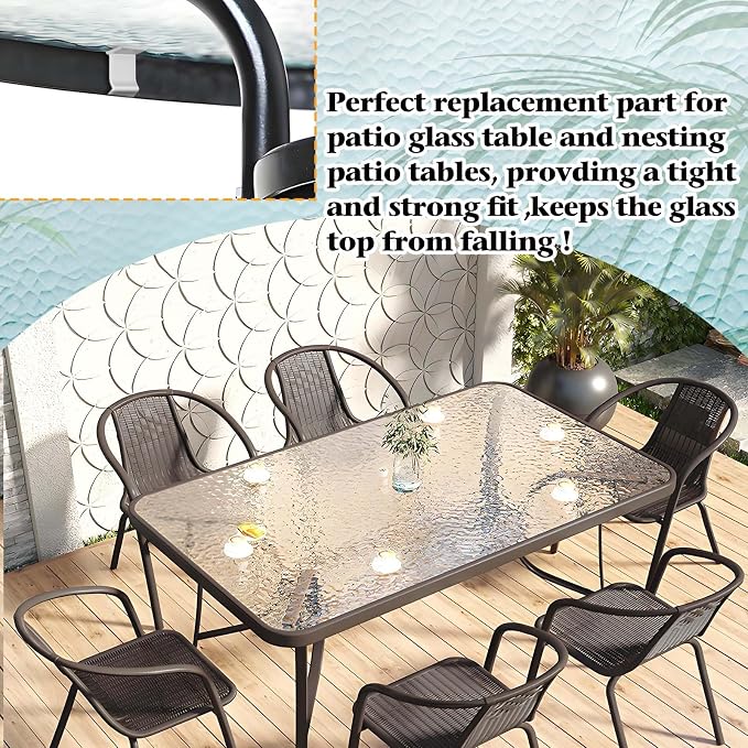 Wenfan 30 Pcs Table Rim Clips 1.26"x0.79" Nylon Patio Table Clips for Glass and Acrylic Table Tops White Patio Furniture Clips - Help Support Tabletops in Rim