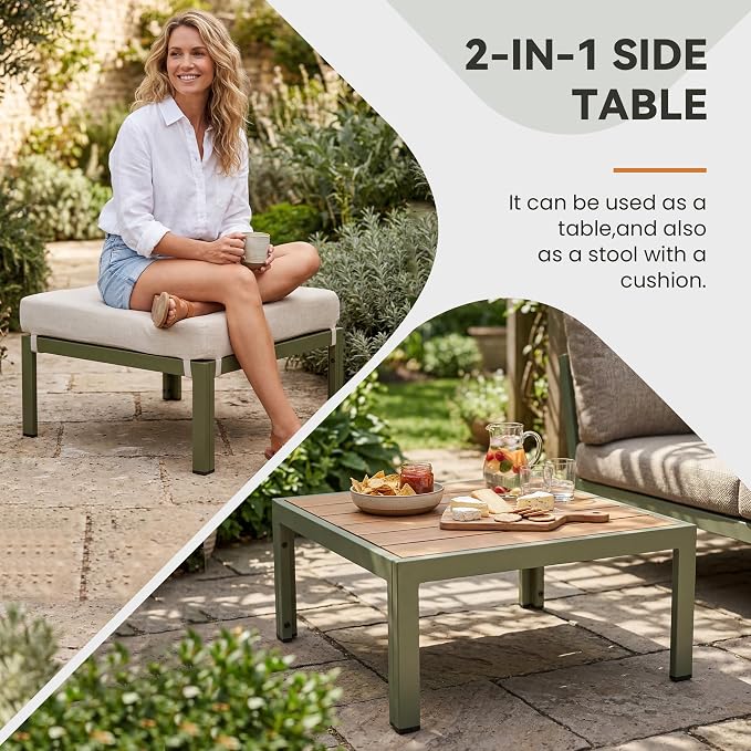 Patio Sectional Sofa Set, Outdoor Conversation Furniture Set, Outdoor Couch Sectional, Outside Sets, Patio Furniture Sets for Backyard, Garden, Lawn, Poolside, Beige