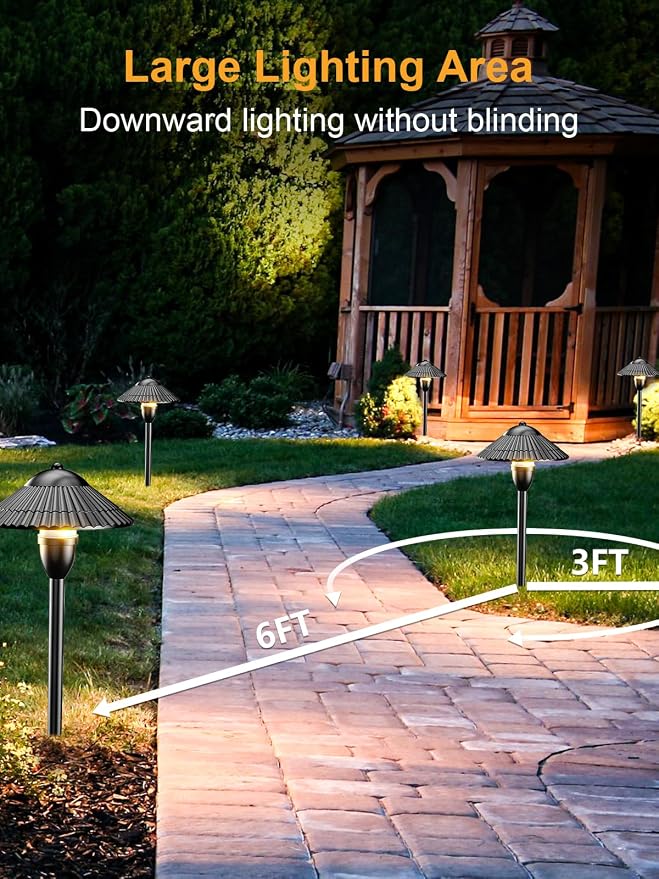 ZUCKEO LED Landscape Lighting Low Voltage Pathway Lights 12V 24V Landscape Light Kit, Outdoor Aluminum Landscape Spotlights Path Lights Waterproof for Garden Yard House Decoration(12Pack)