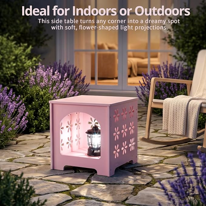 Outvita Side Table for Indoor & Outdoor, Square Modern Side Table with Storage Layer, Night Stand, Bedside Table, Tooless Assembly for Patio, Living Room, Bedroom