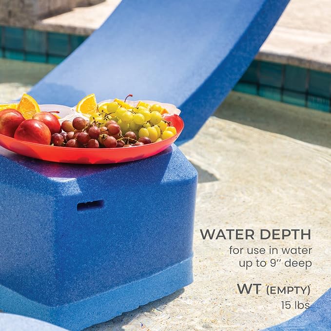 Aqua Outdoors - Small Side Table - for Inside Pool, Sun Shelf & Patio Surfaces - Designed for Shallow Shelves Up to 10” - Compatible with All Pool Types - Poolside & Sun Deck Tanning - White Granite