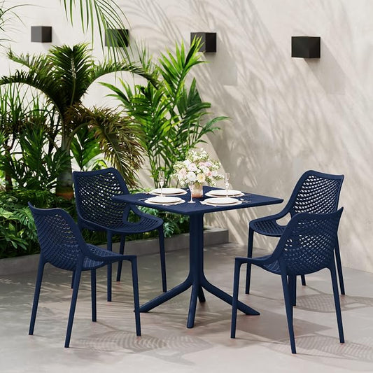 WestinTrends Playa 31.5" Square Plastic Outdoor Patio Dining Table for 4, Navy Blue