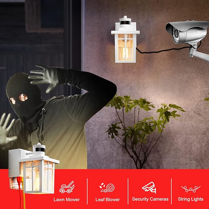 2 pack Porch Lights with GFCI Outlet,Dusk to Dawn Motion Sensor Outdoor Lights,3 Lighting Modes White Front Door Lights,Waterproof Exterior Light Fixture,Outside Wall lamp for House Patio Garage