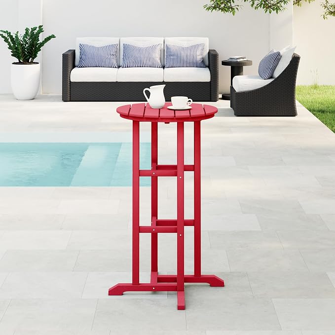 WestinTrends Malibu 42" Counter Height Round Outdoor Patio Bistro Bar Table, Red