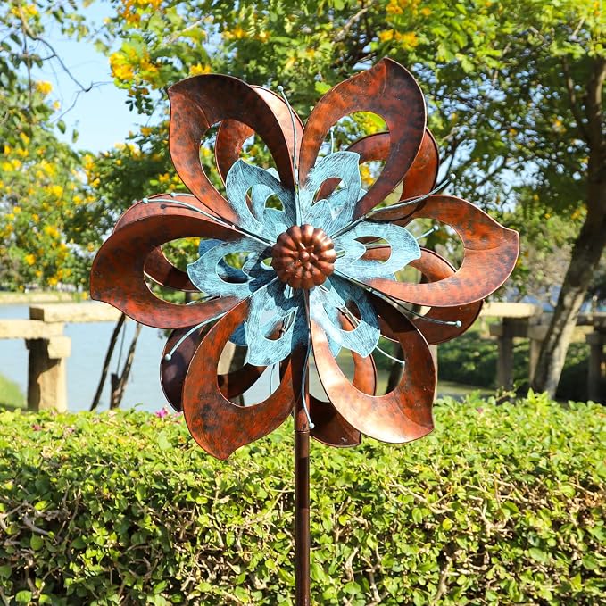 Pure Echo Garden Wind Spinner, 84"H Large Metal Wind Spinners Outdoor Decor | Windmill for Yard Kinetic Art Ornament Wind Sculpture with Stake, Spin Smoothly Easy Assembly, Classic Gift Choice for Family