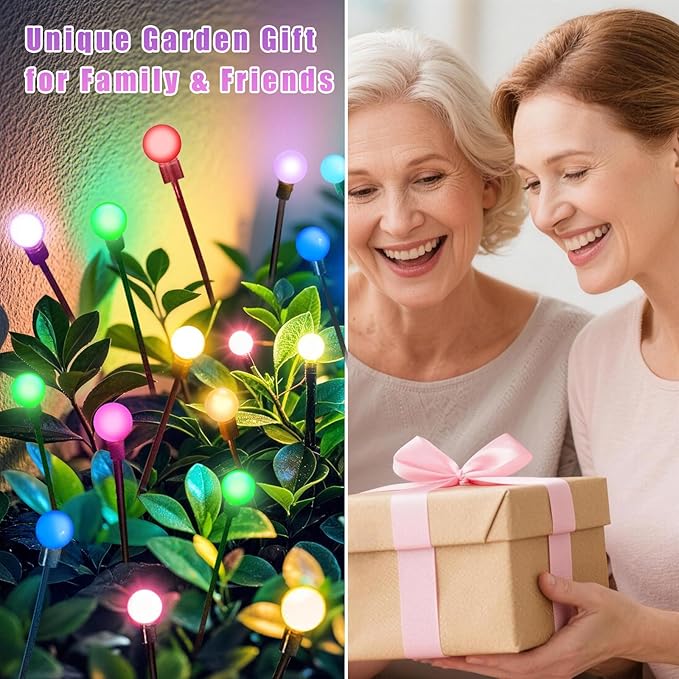 NBQQ Solar Lights Outdoor Waterproof 4 Pack of 24 LEDs Unique Gifts Women | Multicolor Swaying Solar Lights Outdoor for Yard Pathway Patio, Swaying Lawn Decor as Gardening Gifts for Women Holiday