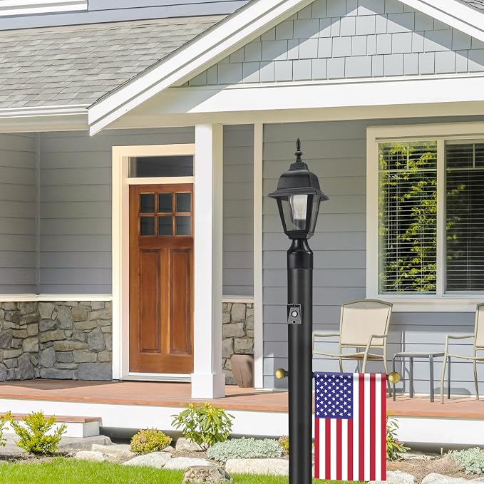 Design House Maple Street Outdoor Post Light with Clear Glass, Wet Rated for Driveway, Patio, and Garden, 507509 | Post Mount, Traditional, Aluminum, Lighting, 507509