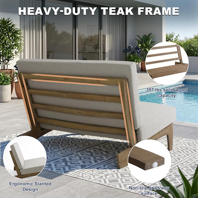 Pia Ricoo 4 Piece Patio Furniture Sets, Outdoor Furniture with 2 Chairs & Coffee Table, Patio Conversation Set for Backyard, Deck, Lawn, Light Camel