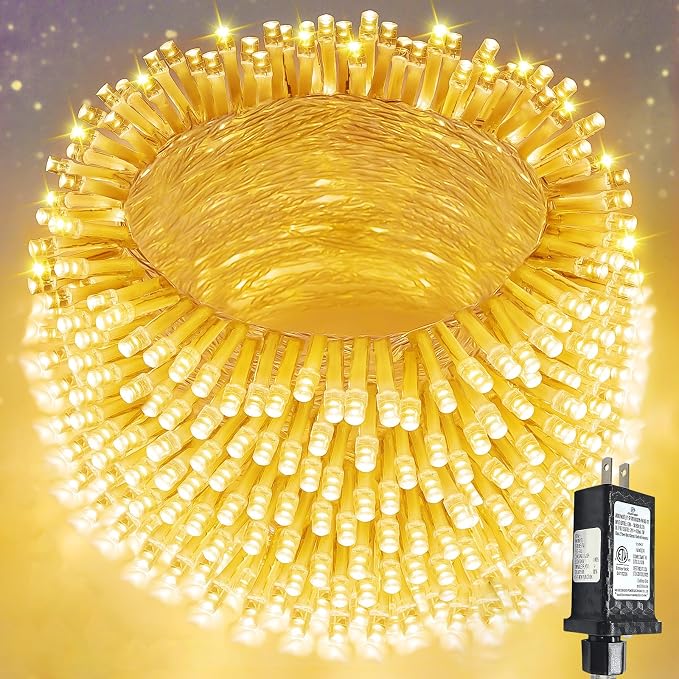 300 LED String Lights, 99FT Extra-Long Christmas Lights Outdoor Indoor | Warm White, 13 Modes, Timer, Clear Wire Waterproof Twinkle Fairy Lights Plug in for Bedroom Classroom Patio Xmas Tree Decor
