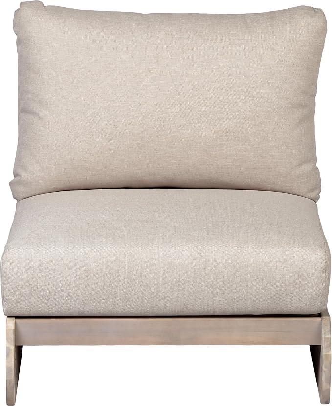 Christopher Knight Home Isabel 5-Seater Outdoor Patio Furniture Set with Cushions, Acacia Wood Patio Conversation Set with 3-Seater Sofa & Club Chairs, 3 Piece Sectional Sofa Set, Light White + Sand