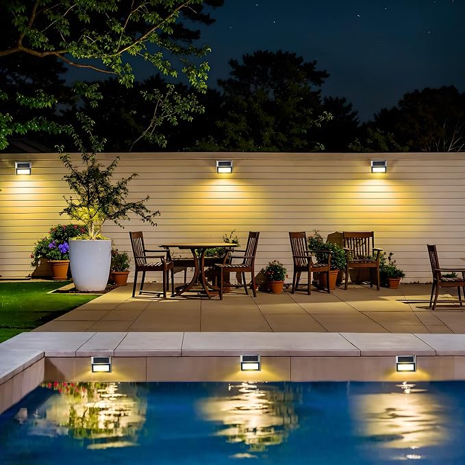 JSOT Solar Powered Lights Ideal for Step, Fence, Deck, Stair-Warm White-6P | Enhancing Atmosphere, Safety, Security, Visual Appeal and Accent Your Style