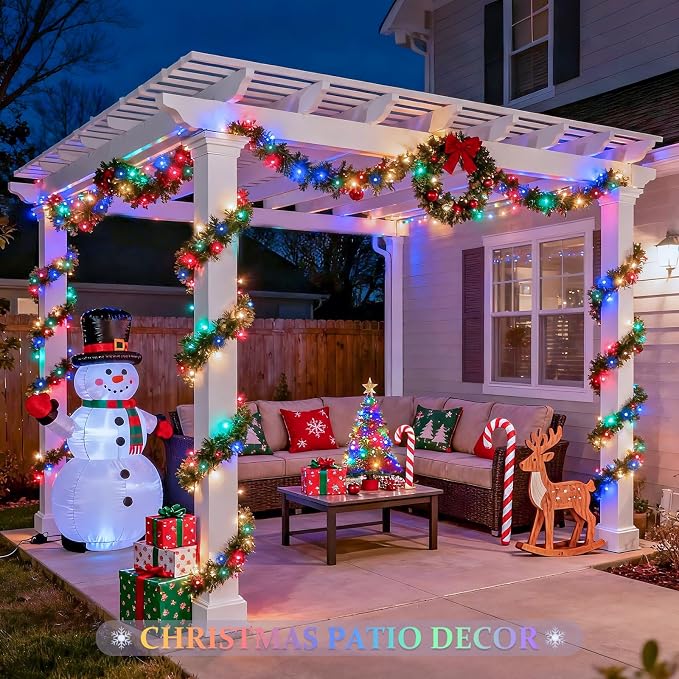 JMEXSUSS 2 Pack Solar Fairy Lights, Each 33FT 100 LED, Multi-Colored | Outdoor Waterproof, 8 Modes Solar Christmas String Lights for Outside Yard Patio Tree Garden Christmas Decorations