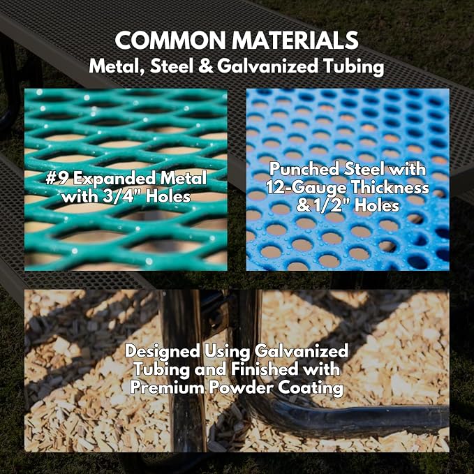 COATEDOUTDOORFURNITURE Heavy-Duty Portable Outdoor Picnic Table, Thermoplastic Coated Expanded Metal Commercial-Grade Patio Dining Furniture Made in America (6ft Rectangular, Burgundy)