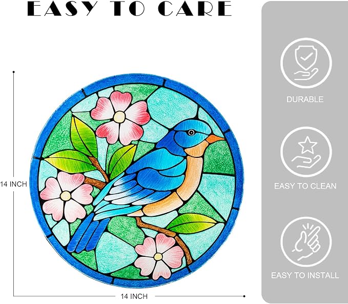 VCUTEKA Patio Side Table Outdoor Accent Table Bistro Coffee Table Plant End Table Small Porch Table Indoor Round Glass Balcony Bluebird Plant Table Stands