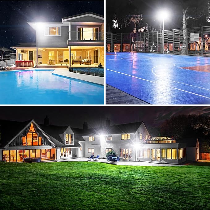 Onforu 120W LED Flood Light Outdoor, 12000LM Security Lights, IP66 Waterproof Outdoor LED Lights, 6500K Daylight White Floodlight for Garage Yard Garden Stadium Playground Arena(2 Pack)