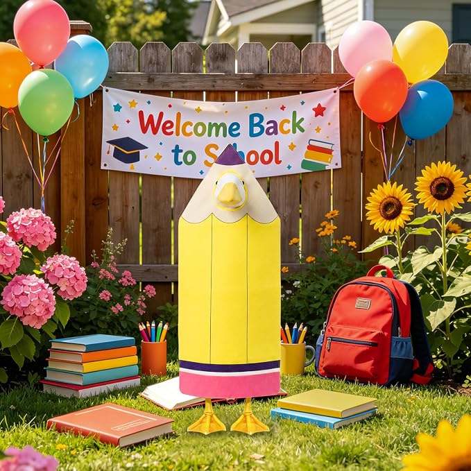 Back to School Pouch Goose Outfit ，Pencil Goose Statue Clothes with for 23'' Plastic Statue Lawn Ourdoor Garden Yard Patio Statue School Classroom Decor
