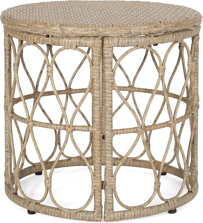 Bruce Outdoor Side Table - Wicker - Light Brown