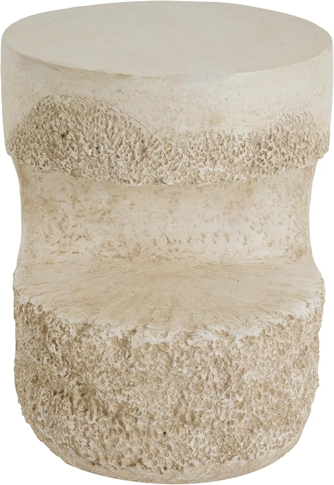 Christopher Knight Home Skye Round MGO Outdoor Side Table With Hollow Cylindrical Design, Square Accent Table with Stone-Like Texture, Weather Resistant Small End Table for Indoor/Outdoor Usage, Beige