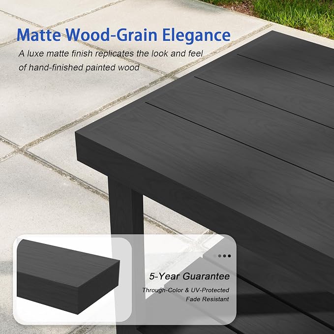 2-Tier HDPE Outdoor Square Side Table, Heavy-Duty Patio Side Table with Storage Shelf, Weather-Resistant Adirondack End Tables for Backyard, Pool, Porch, Garden, Lawn, Black