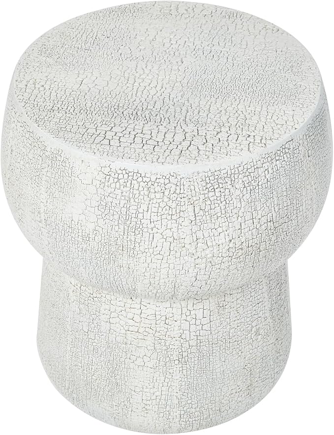 Outdoor Patio Accent Table with Crack, Morden Concrete Coffee Table with Double Barrel Shape Outdoor Side Table, Garden Stools for Patio,Garden, Backyard Grey
