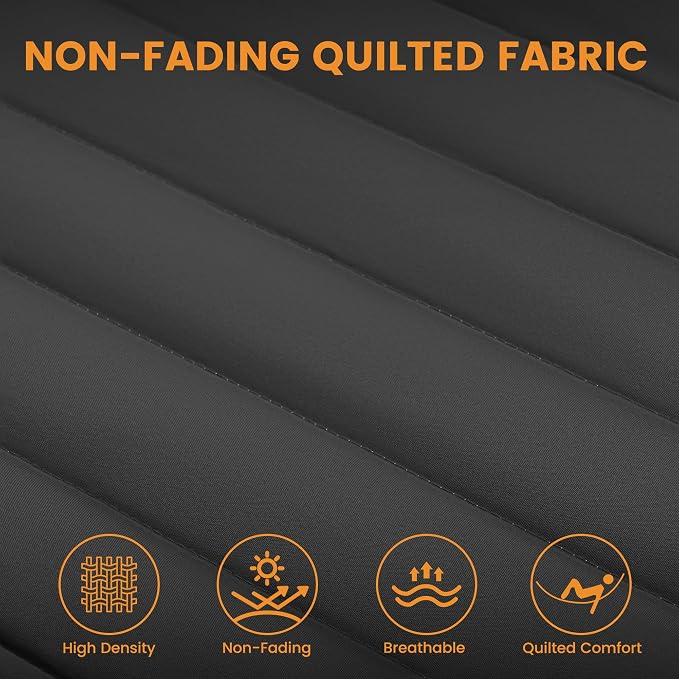 Lazy Daze Hammocks 12 FT Double Quilted Fabric Hammock with Spreader Bar and Detachable Pillow, 2 Person Double for Outside Patio Poolside Backyard Beach, 450lbs Capacity, Gray