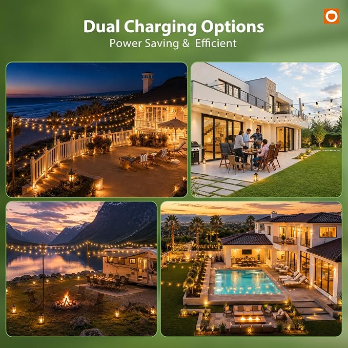 addlon 198FT Solar String Lights Outdoor, Waterproof,Dimmable, Last 20+ Hrs | Ideal for Large Backyard, Garden, Wedding, Party, Camping, 60+4 Shatterproof LED Bulbs, Timer Via Remote, Easy Install