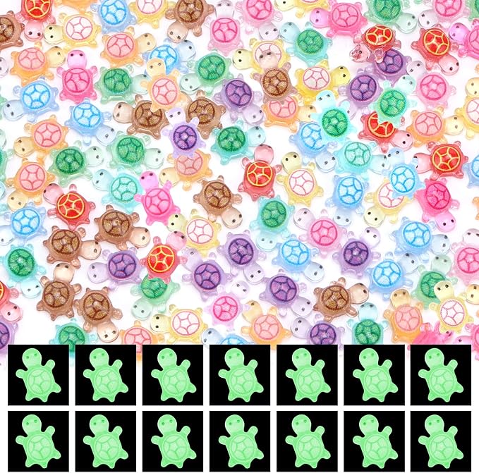 300 Pcs Glow in the Dark Mini Resin Turtles Tiny Luminous Sea Turtle Figures Small Ocean Animals for Fairy Garden Micro Landscaping Dollhouse Home Decor Crafts