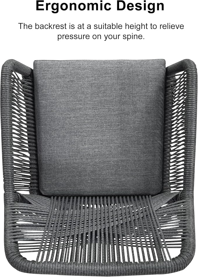 PURPLE LEAF 5 Pieces Outdoor Dining Set All-Weather PE Rattan Outdoor Patio Furniture Set with All Aluminum Frame Rectangular Table and Chairs Set for Lawn Garden Backyard Deck, Grey