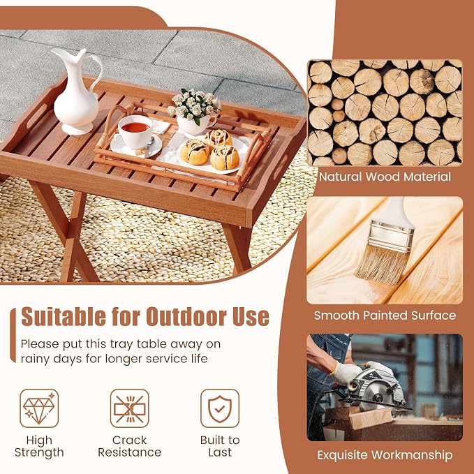 HAPPYGRILL Outdoor Wood Tray Table Folding Patio Side Table with Removable Top, Portable Bistro Table for Garden Backyard Balcony Poolside (1)