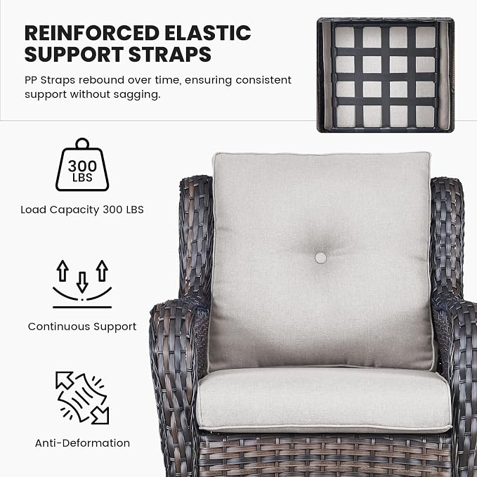 Belord Patio Wicker Furniture 4 Pieces Outdoor Furniture Set Patio Sofa Set with Wicker Chairs and Coffee Table, Paito Conversation Set for Porch Garden Deck Balcony Poolside