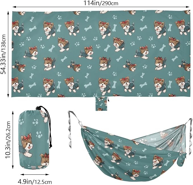 Camping Hammock Outdoor Hammocks for Outside Cute Puppy Paw Beach Trees Portable Lightweight with Pockets Tree Straps Indoor Small