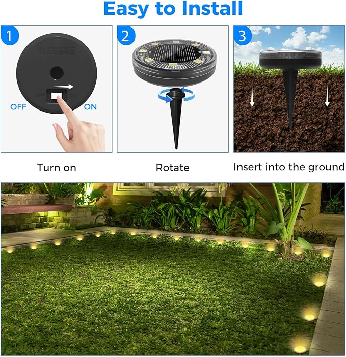 Mini Solar Ground Lights, 24 Pack Flat Solar Disc Lights Outdoor Waterproof, 2.3 Inch Small Solar Garden Lights Landscape Lighting for Outside Pathway Garden Yard Lawn Walkway,Warm White