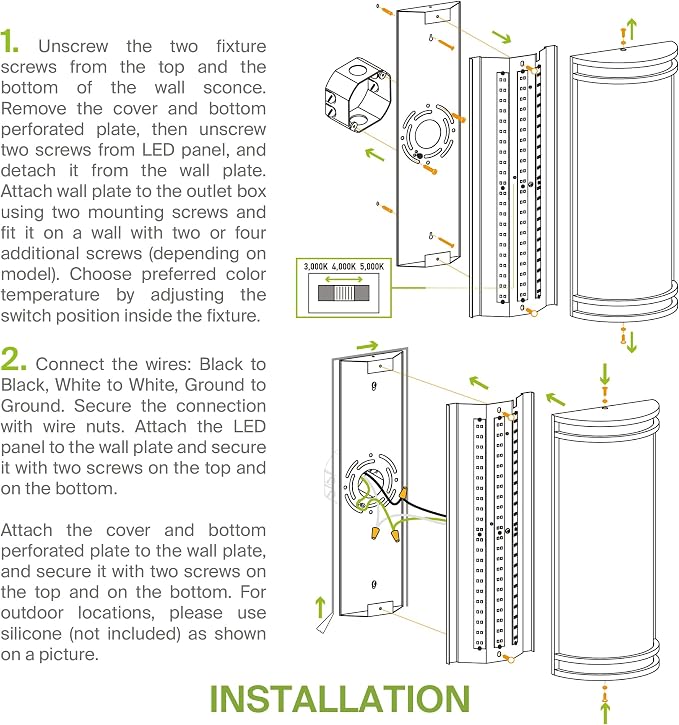 ASD 24 Inch LED Outdoor Sconce Lights - 25W 120-277V 3000K 4000K 5000K Bronze Exterior Lighting Fixtures, Dimmable Exterior Lights for House, Modern Patio Wall Light Fixture ETL 2 Pack