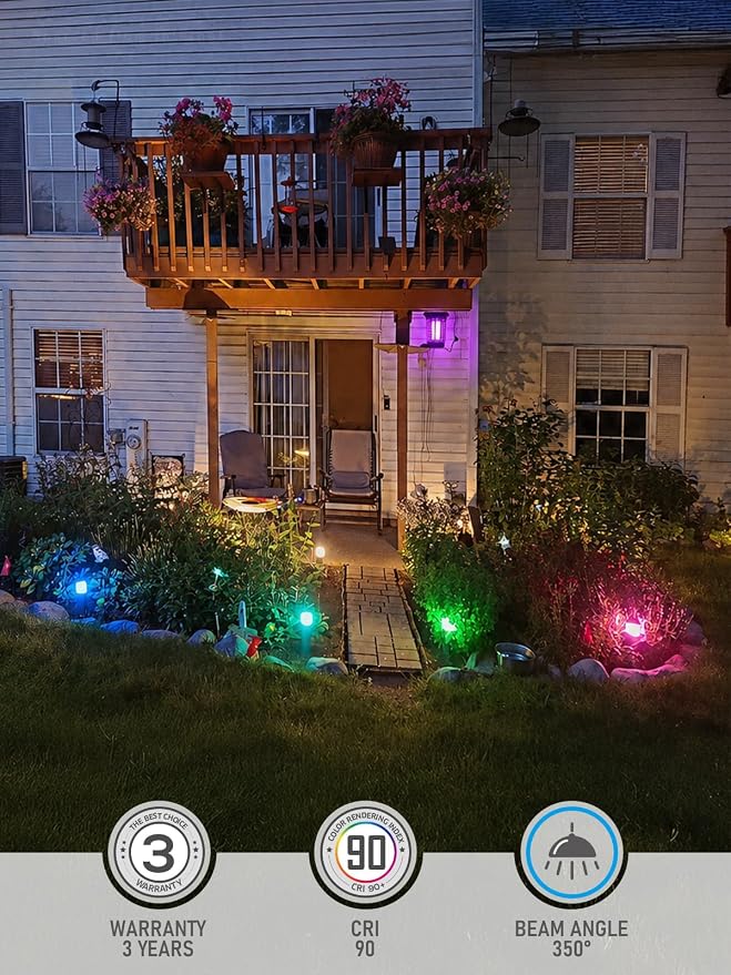 LEONLITE 12-Pack RGBCW Low Voltage Landscape Pathway Lights, 3W, CRI90 | Color Changing, 12-24V AC/DC, Aluminum, ETL, Multi-Color, Low Voltage LED Bollard Path Lights, for Walkway Yard Garden