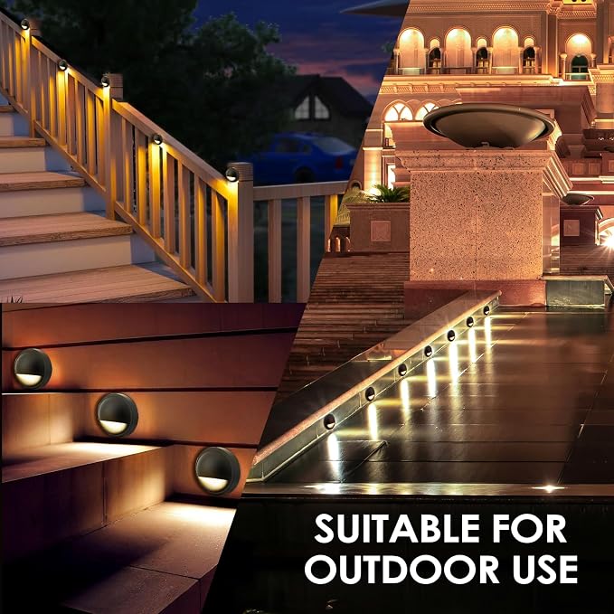 LED Low Voltage Deck Lights Outdoor Waterproof,6-Pack 3CCT Deck Lighting Fixtures Landscape Step,3W,12V-24V AC/DC Die-cast Aluminum Housing Fence Lamp Wired 2700K/3500K/5000K (Black)