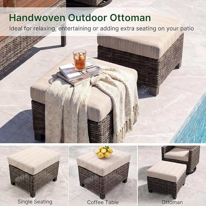 Wicker Patio Conversation Set, Outdoor Patio Furniture Set with Deep Seating, Wide Armrests & Thick Cushions, All-Weather Outdoor Furniture Set for Patio, Porch, Deck & Backyard