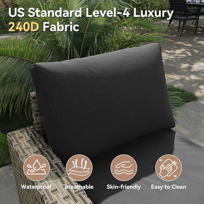 LET'S PATIO Luxury Patio Furniture Set, 6 Piece Outdoor Furniture Set, All-Weather Patio Sectional Sofas with Thickened Cushions, Black