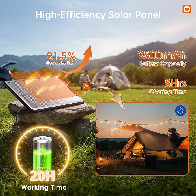 addlon 35FT Solar String Lights Outdoor Waterproof with Remote & USB Port | 10+1 LED Shatterproof Bulbs, Dimmable Solar Light Outdoor for Camping Backyard Bistro Porch