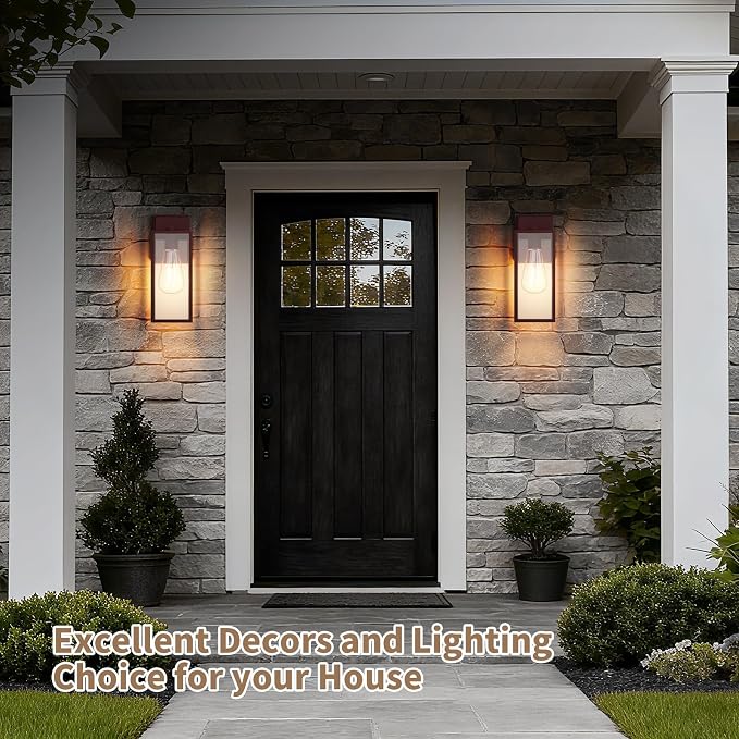 2 Pack 15'' Oil Rubbed Bronze Outdoor Front Porch Lights for Outside, Large Exterior Lighting Fixtures Wall Mount for House, Wall Sconce Lamp, Waterproof Lantern Coach Lights for Garage